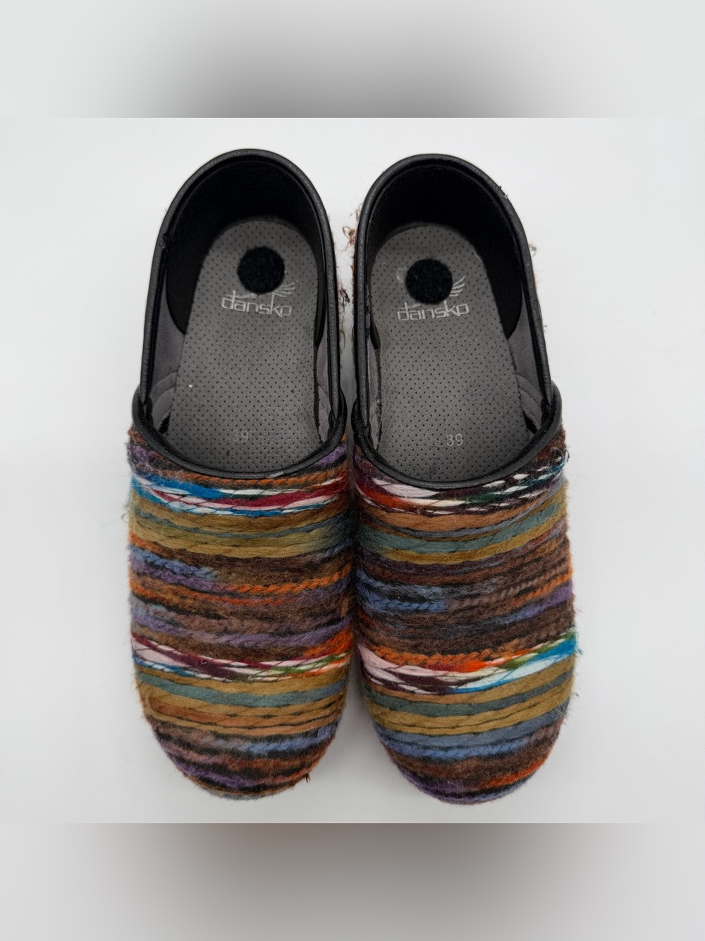 Dansko Women’s 39 US 8.5 Slip On Clogs Yarn Multicolor Cozy Cottagecore Granny - Picture 2 of 10
